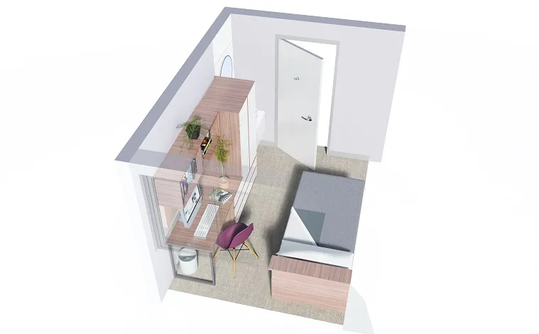 Artist impression of new bedroom in Muirhead House