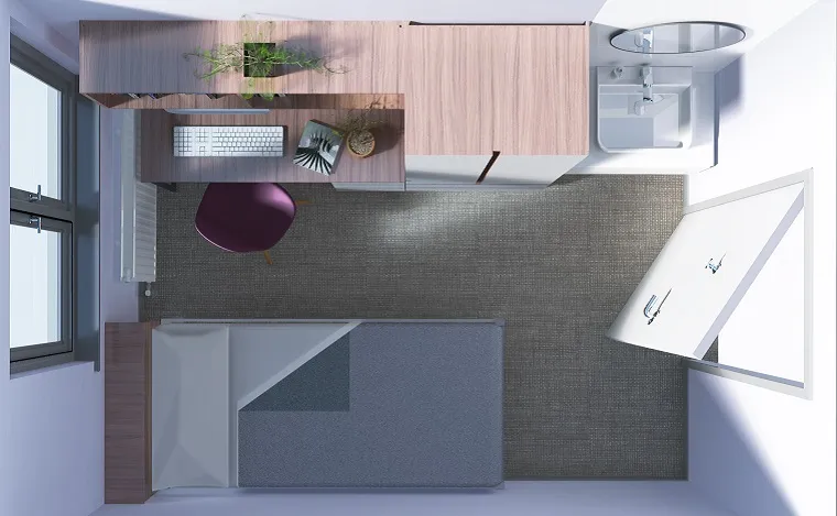 Artist impression of new bedroom in Muirhead House
