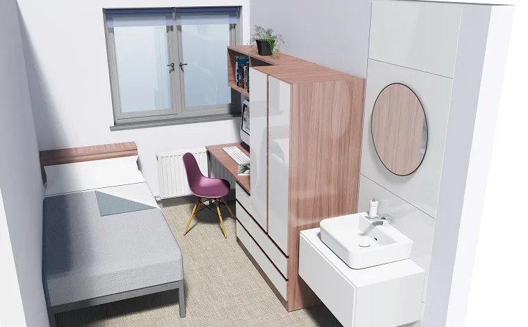 Artist impression of new bedroom in Muirhead House