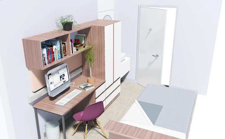 Artist impression of new bedroom in Muirhead House