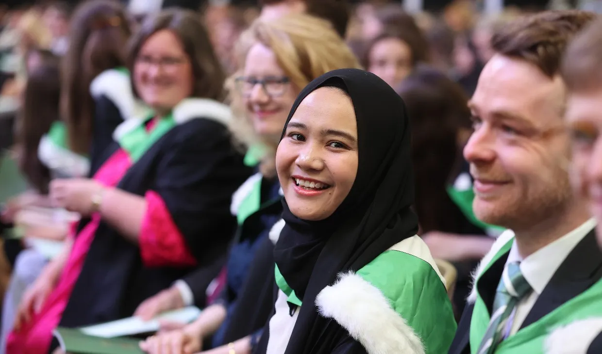 Graduation at the University of Stirling - graduates seated in the hall