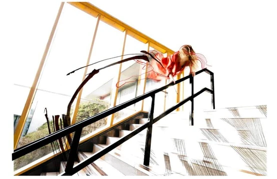 Painting of a person on the stairs at Pathfoot