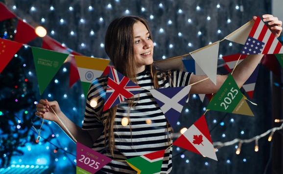 Person holding up bunting