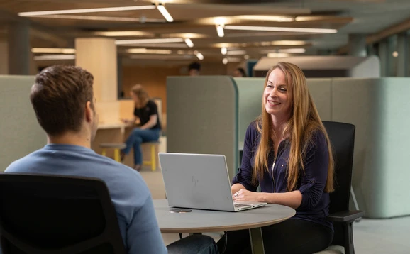 Student at a meeting with a member of Student Support Services
