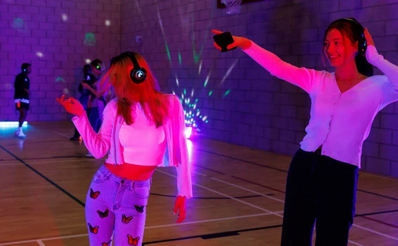Students at a silent disco