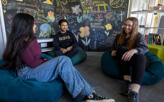 Students sitting in Loch View Wellbeing Suite