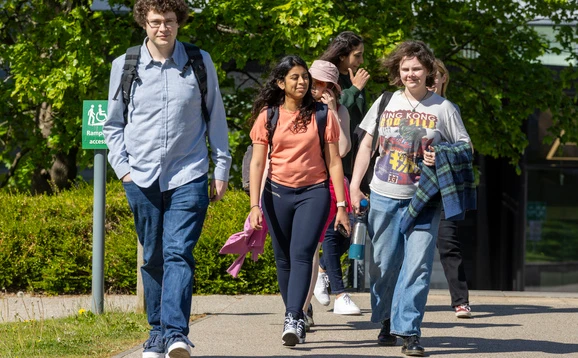 Students walking on campus
