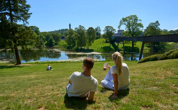 Students sitting in the sunshine