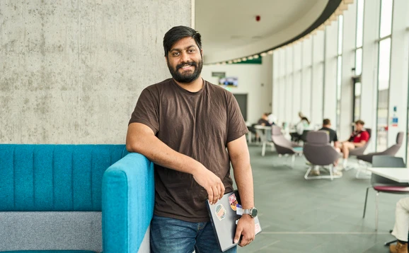 Student standing in Nourish in the Sports Centre