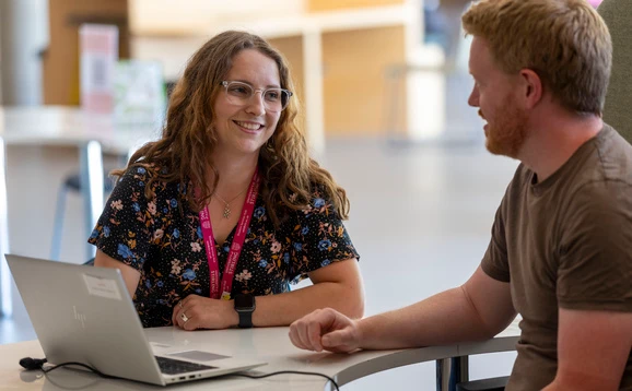 Student at the Student Services Hub