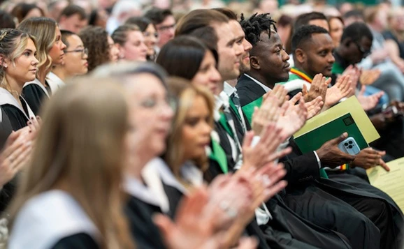 Graduates at ceremony