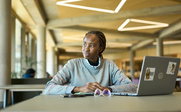 Student in study zone