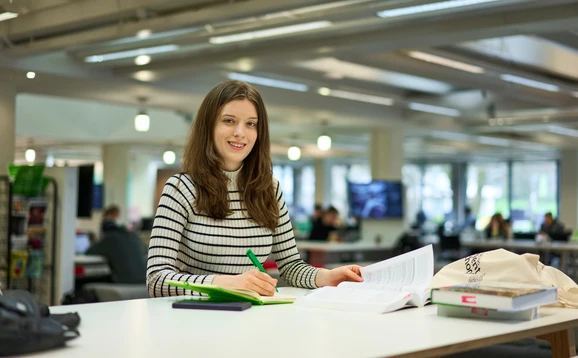Student studying in the library