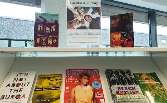 books on library shelf