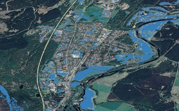 Satellite emergency mapping system of flooding