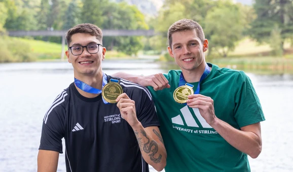 Jack McMillan and Duncan Scott holding their medals