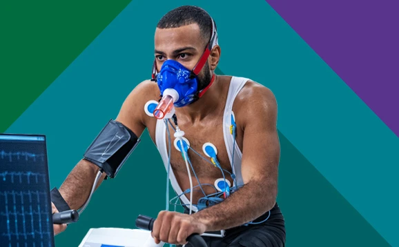 athlete on exercise bike