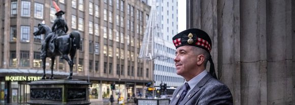 Military personnel standing in George Square Glasgow