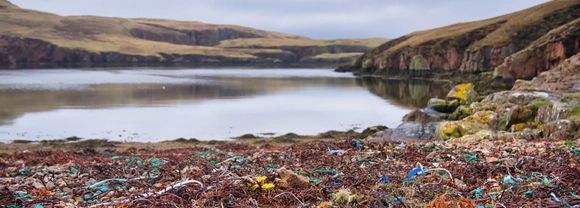 Plastic waste on Scottish beach