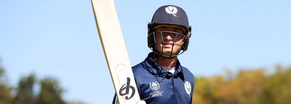 Brandon McMullen in action for Scotland (photo credit: Getty Images / ICC / Cricket Scotland)