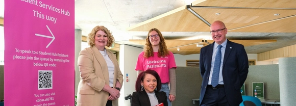 Pam Duncan-Glancy, Joanna Morrow, student Aneke Janentzky, Malcolm MacLeod