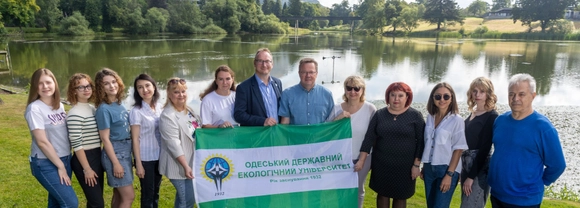 Ukrainian delegation at the University of Stirling with (centre) Professor Andrew Tyler