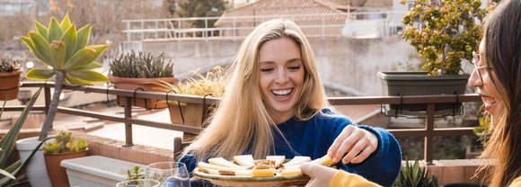 Person eating cheese