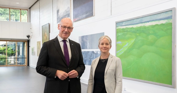 First Minister John Swinney and Professor Kirstie Blair Deputy Principal (Academic) University of Stirling