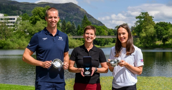 Bradley Hay, Cathy Gallagher and Angharad Evans with their Scottish Student Sport Awards