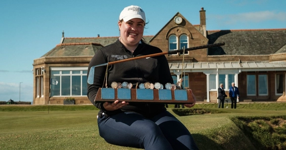 Grace Bowen with the Helen Holm Scottish Women's Open trophy at Royal Troon