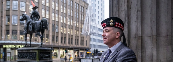 Military personnel standing in George Square Glasgow