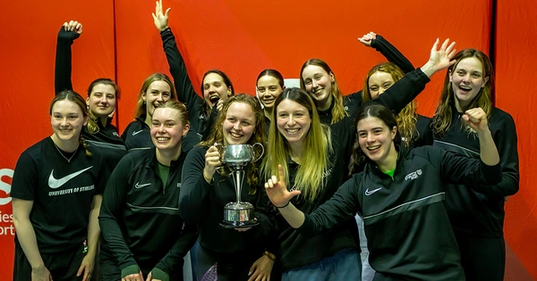 University of Stirling women's swim team with trophy