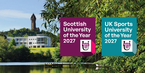 News page banner with badges Scottish University of the Year and UK Sports University of the Year