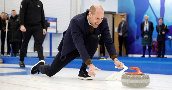 Prince William curling.