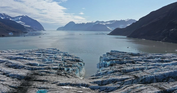 A view into a fjord in Greenland