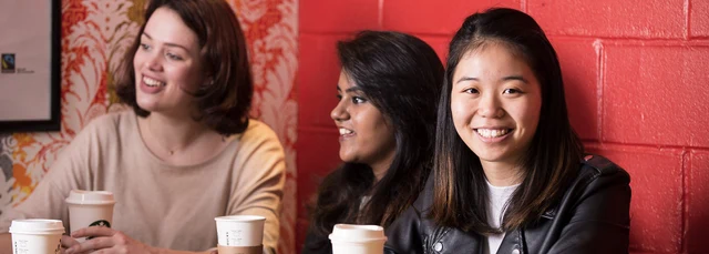 Group of international students drinking coffee