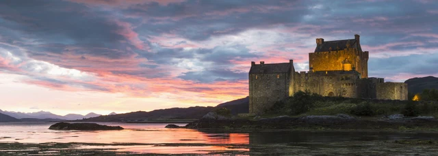 Scottish castle at sunset