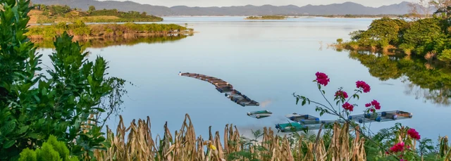 lake with fish farm in Mexico