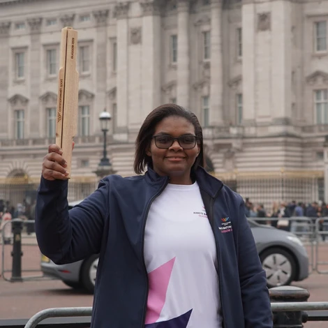 Gabriella holding a baton