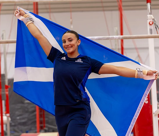 Crystelle Lake holding Scotland flag
