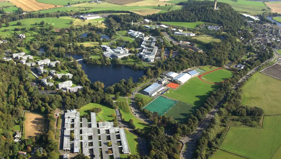 An aerial view of the University of Stirling campus